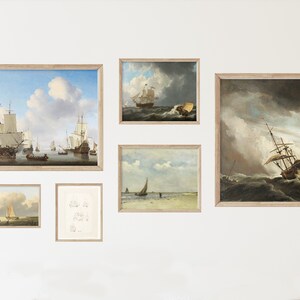 Instant Gallery Wall - Vintage Sailboat Paintings