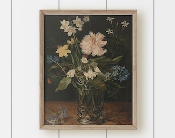 Vintage Floral Painting - Dark Bouquet