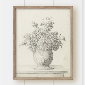 Vintage Botanical Art Print - Floral Bouquet Sketch