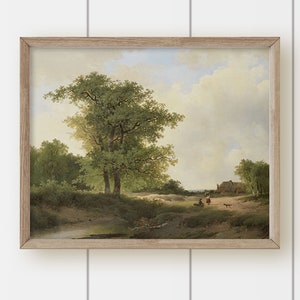 Vintage Landscape Oil Painting Print - Old Oak