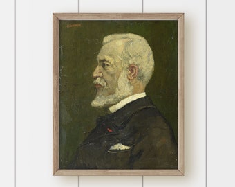 Vintage Portrait Oil Painting Print - Older Gentleman