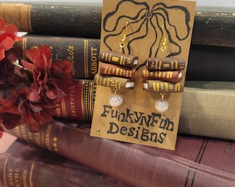 Antique Polymer Clay Book Stack with Freshwater Pearl!
