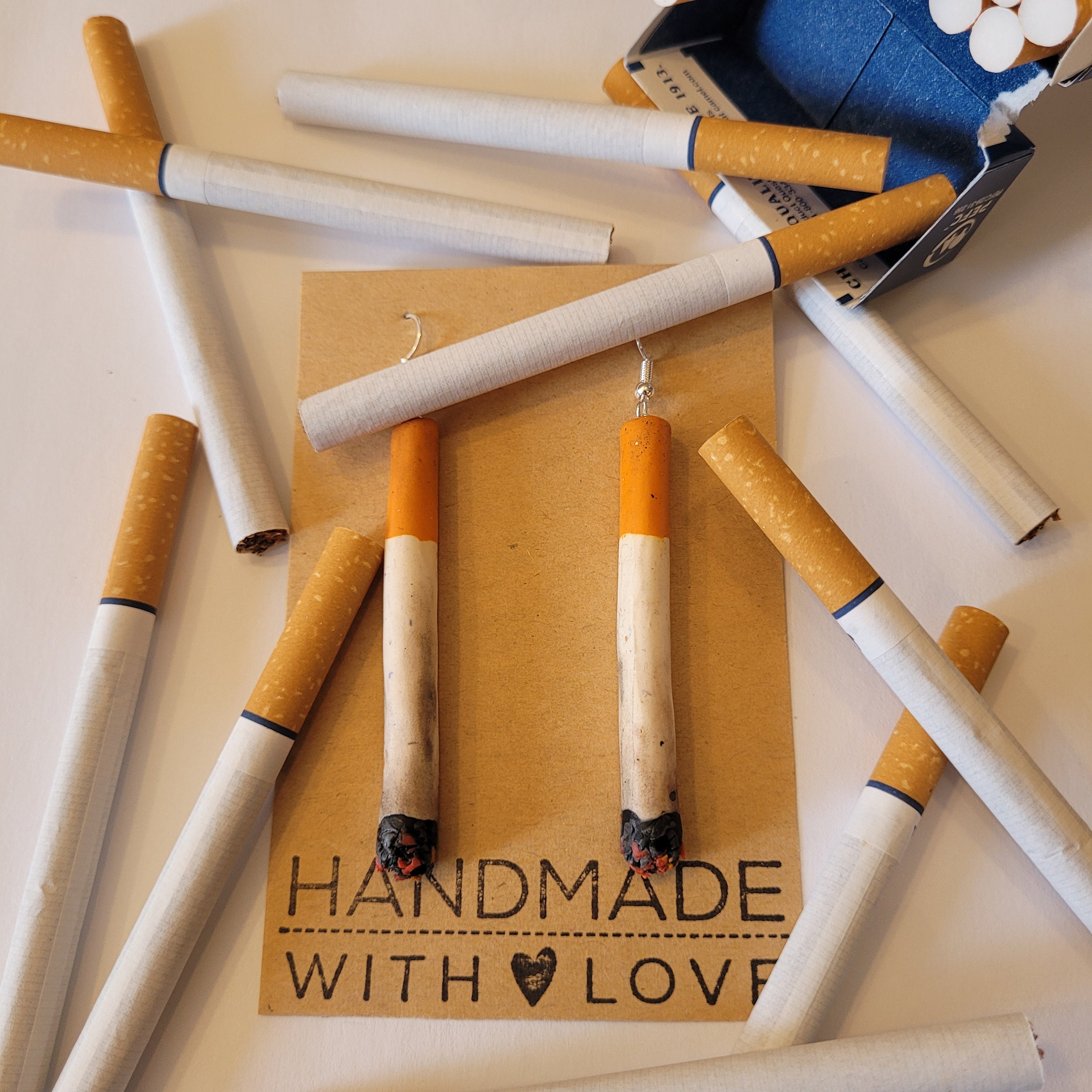 Cigarette Polymer Clay Earrings