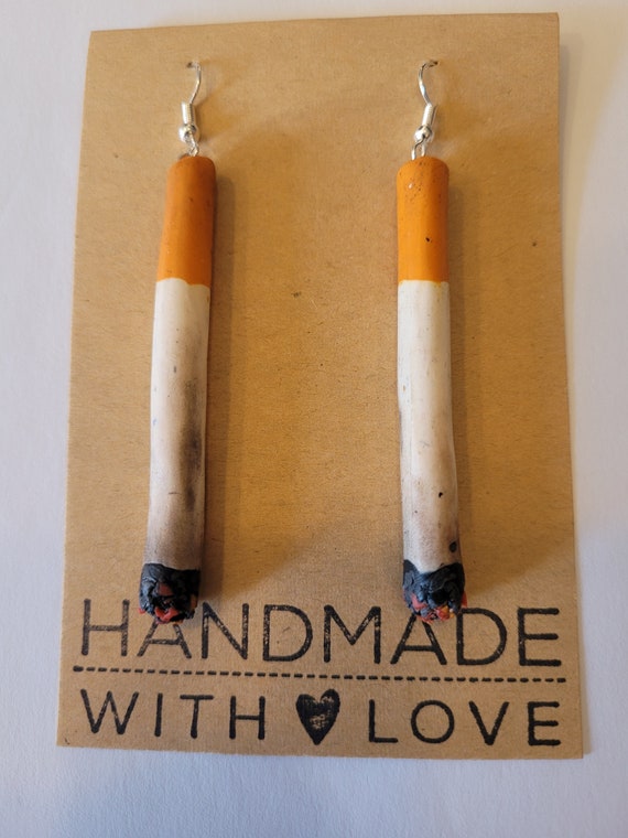cigarette pack earrings Cigarette Polymer Clay Earrings