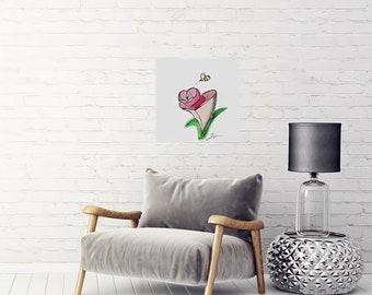 Digital art | Rose And The Bee | Floral Art | Instant Download | High Quality