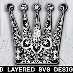 3D Mandala Crown SVG File, Crown Mandala SVG Files, Crown Tiara Mandala, Multilayers 3D Laser Cut, Crown Mandala SVG Files, Instant Download
