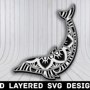 3D Mandala Dolphin SVG File, 3D Dolphin SVG Files, Dolphin 3D Mandala, Multilayers 3D Laser Cut, Dolphin Mandala SVG Files, Instant Download