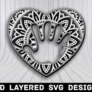 3D Mandala Love Heart SVG File, Heart Mandala SVG Files, Love 3D Mandala, Multilayers 3D Laser Cut, Heart Mandala SVG Files Instant Download