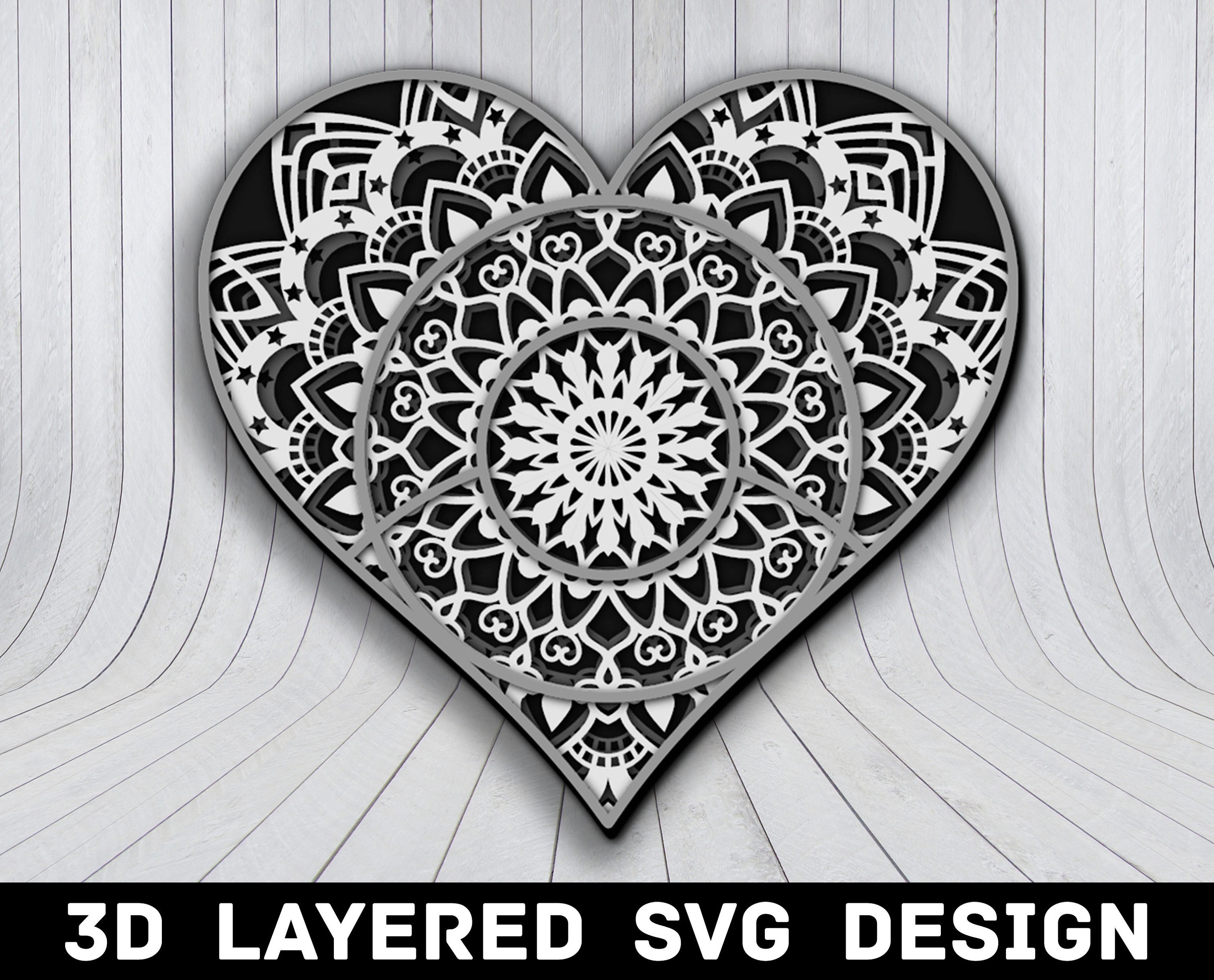 3D Mandala Love Heart SVG File Heart Mandala SVG Files Love - Etsy