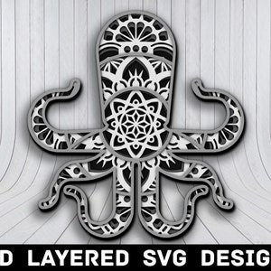 3D Mandala Octopus SVG File, 3D Octopus SVG Files, Octopus 3D Mandala, Multilayers 3D Laser Cut, Octopus Mandala SVG Files, Instant Download