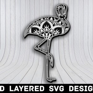 3D Mandala Flamingo SVG-Datei, Flamingo SVG-Dateien, Flamingo 3D Mandala Multilayer 3D Laser geschnitten, Flamingo Mandala SVG-Dateien, Instant Download