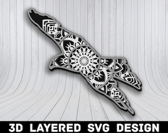 3D Mandala Eagle SVG File, 3D Eagle Mandala SVG Files, Eagle 3D Mandala, Multilayers 3D Laser Cut, Eagle Mandala SVG Files, Instant Download