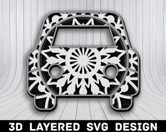 3D Mandala Car SVG File, 3D Car Mandala SVG Files, Racing Car 3D Mandala, Multilayers 3D Laser Cut, Car Mandala SVG Files, Instant Download