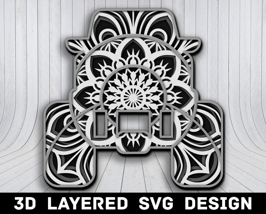 3D Mandala Monster Truck SVG File, 3D Bigfoot Truck Mandala SVG, Multilayers 3D Laser Cut ...