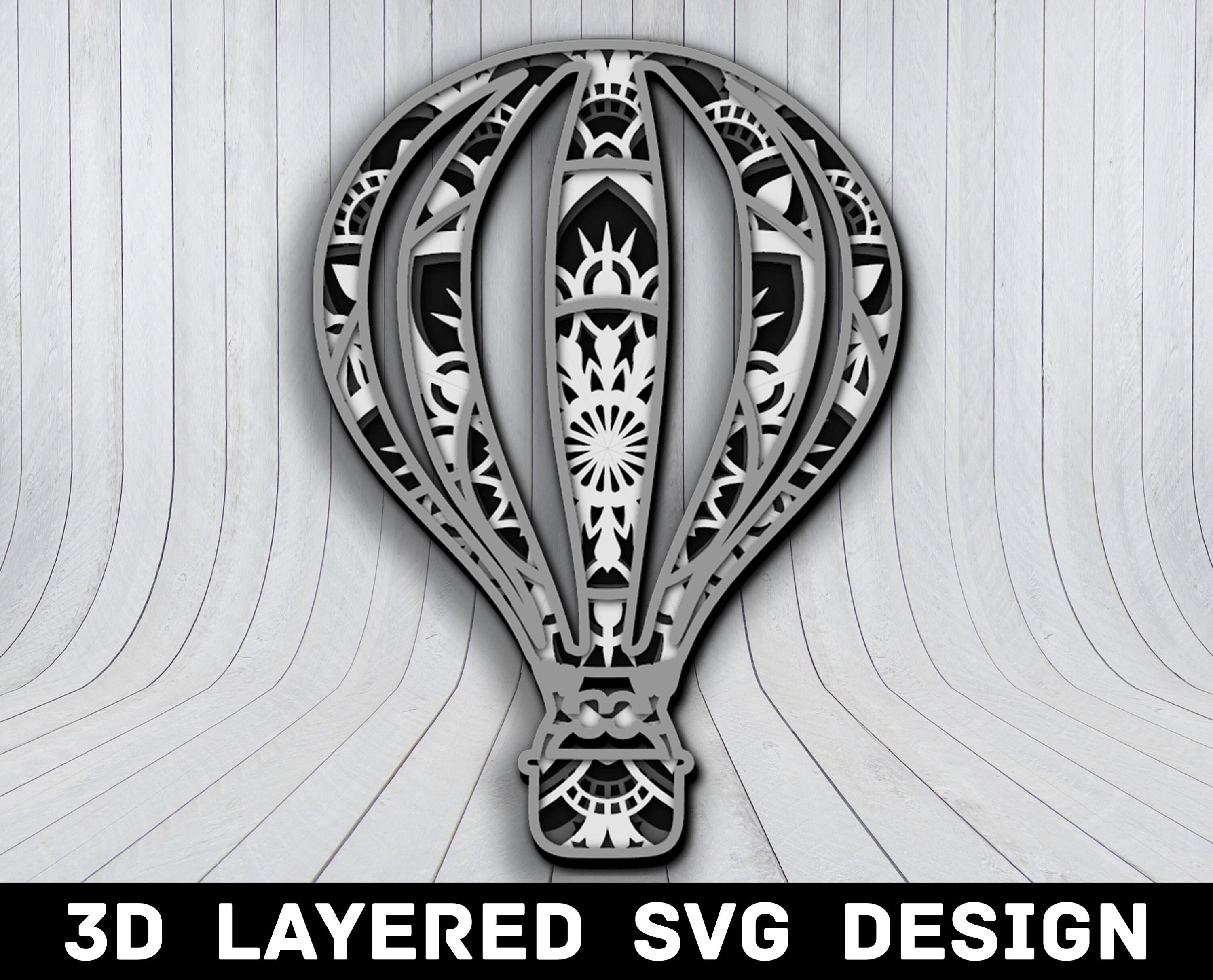 3D Mandala Hot Air Balloon SVG File, Hot Balloon Mandala SVG, Multilayers 3D Laser Cut, Hot Air Balloon Mandala SVG Files, Instant Download