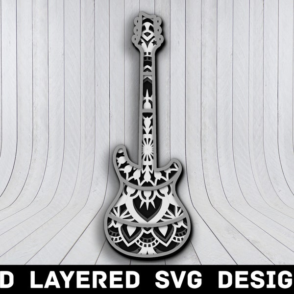 3D Mandala Guitar SVG File, Guitar Mandala SVG Files, Electric Guitar, Multilayers 3D Laser Cut, Guitar Mandala SVG Files, Instant Download 3D Mandala Guitar SVG File, Guitar Mandala SVG Files, Electric Guitar, Multilayers 3D Laser Cut, Guitar Mandala SVG Files, Instant Download