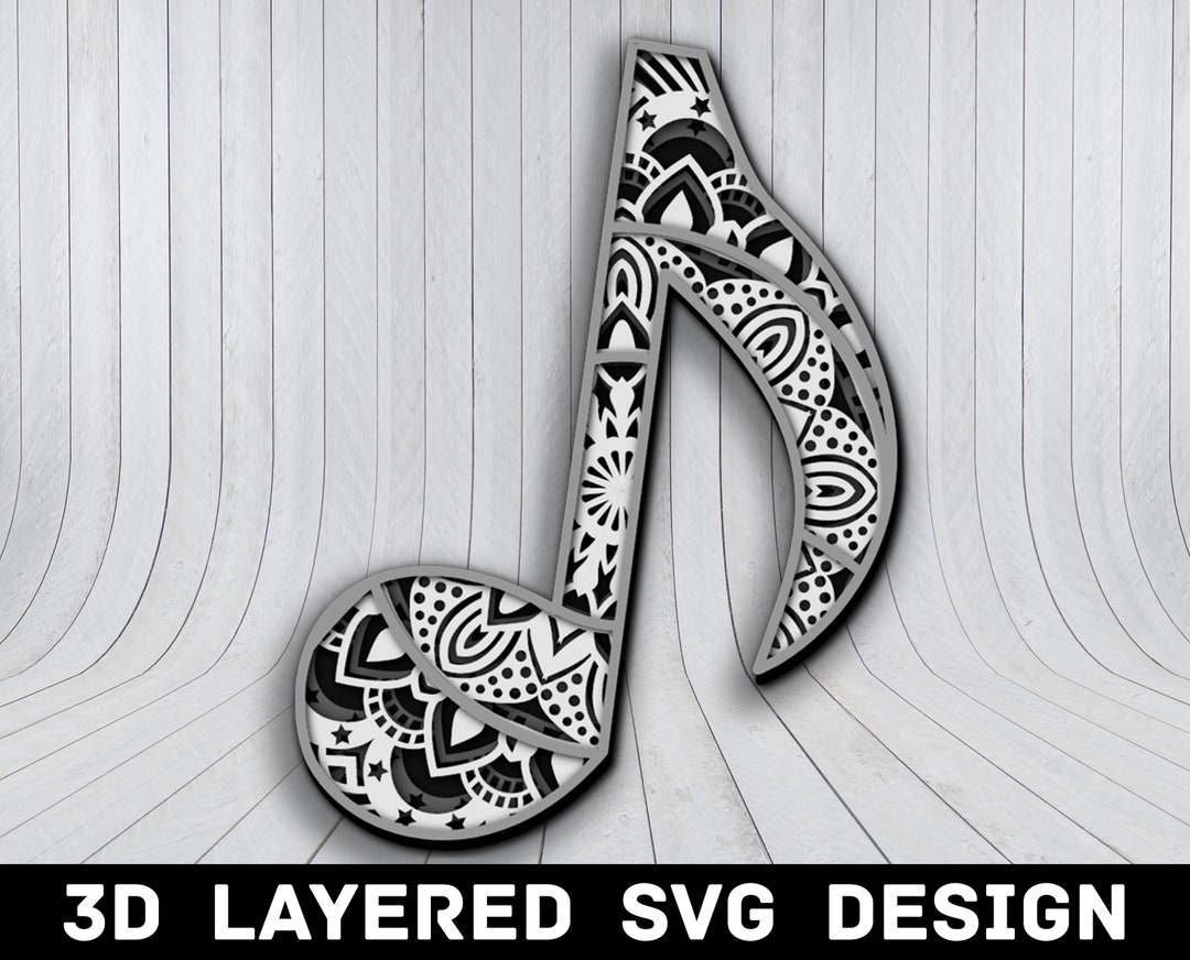 3D Mandala Music Note SVG File, Music SVG Files, Music 3D Mandala