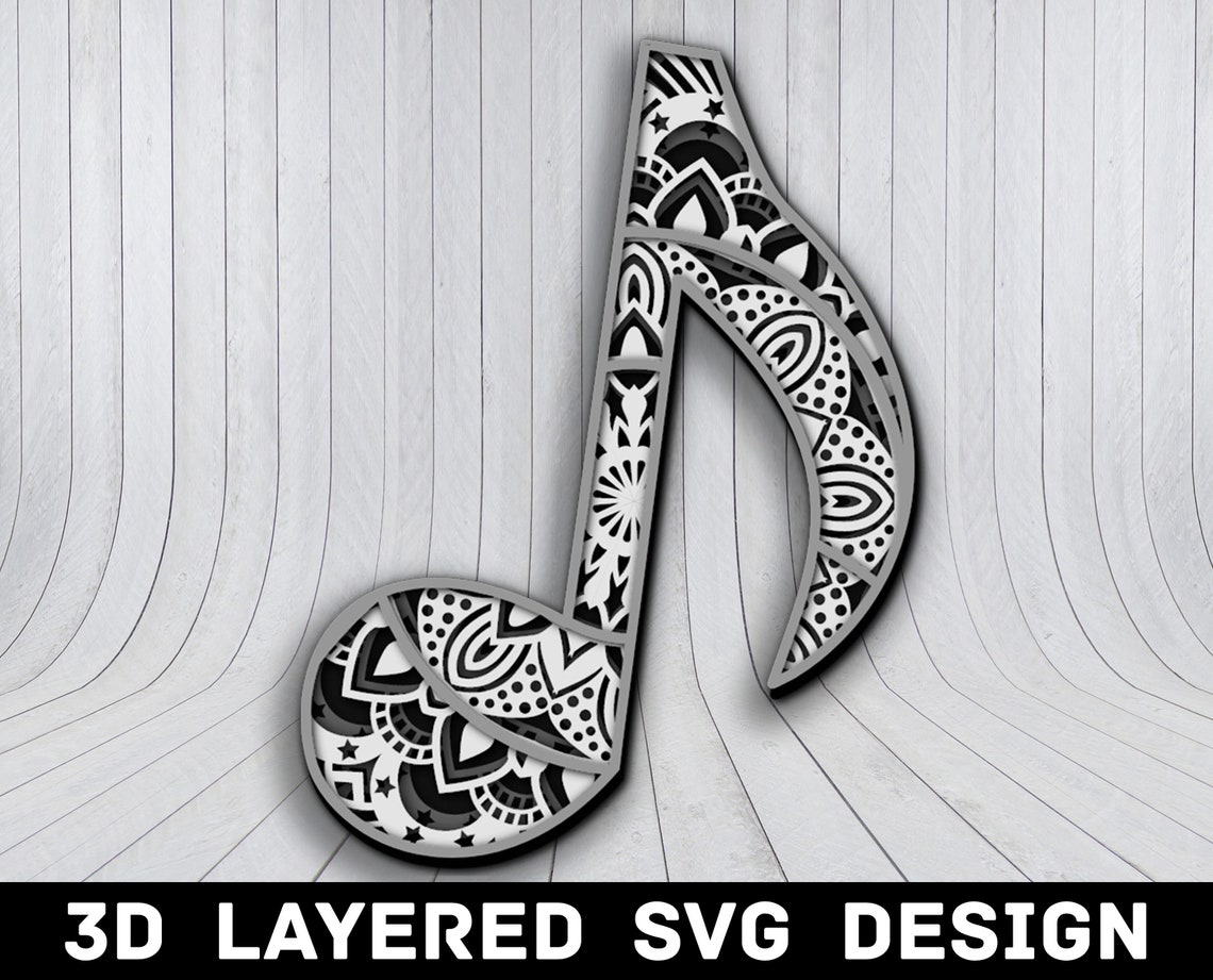3D Mandala Music Note SVG File Music SVG Files Music 3D Etsy