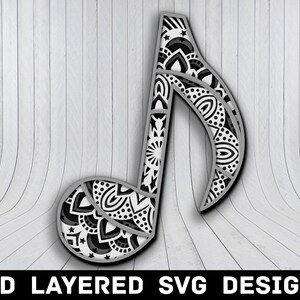 3D Mandala Muziek Opmerking SVG-bestand, Muziek SVG-bestanden, Muziek 3D Mandala, Multilayers 3D Laser Cut, Muzieknoten Mandala SVG-bestanden, Instant Download