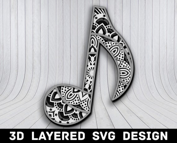 3D Mandala Music Note SVG File, Music SVG Files, Music 3D Mandala
