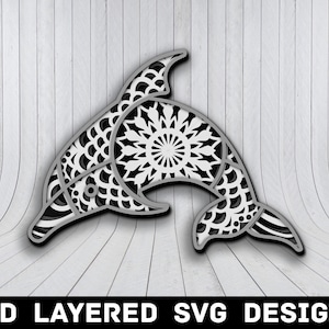 3D Mandala Dolphin SVG File, 3D Dolphin SVG Files, Dolphin 3D Mandala, Multilayers 3D Laser Cut, Dolphin Mandala SVG Files, Instant Download