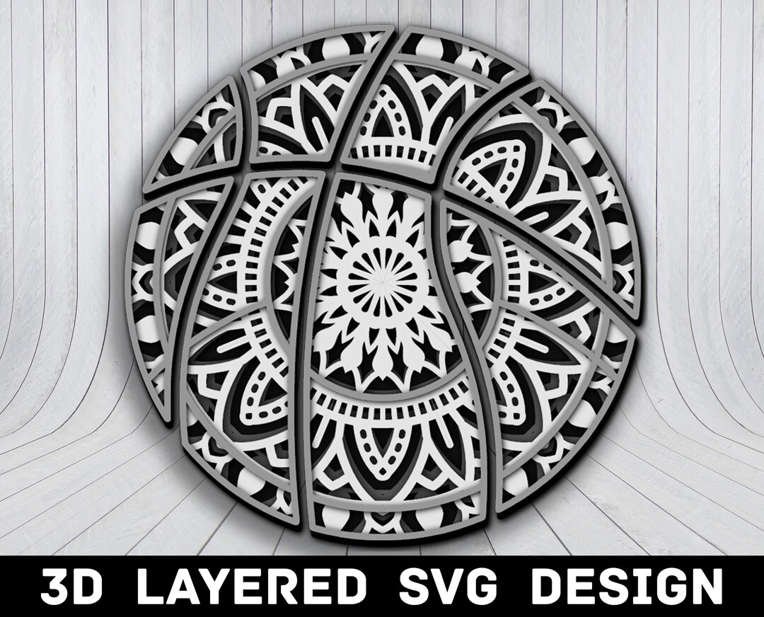 3D Mandala Basketball SVG File, Basketball SVG, Basketball Mandala
