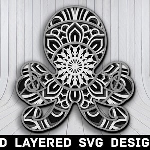 3D Mandala Octopus SVG File, 3D Octopus SVG Files, Octopus 3D Mandala, Multilayers 3D Laser Cut, Octopus Mandala SVG Files, Instant Download