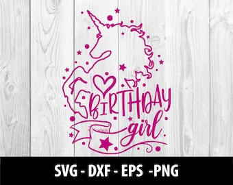 Unicorn svg, Unicorn, Birthday Unicorn svg, 2 colors, Birthday girl, SVG, DXF, PNG Girl's svg, Printable, iron on, transfer Instant Download