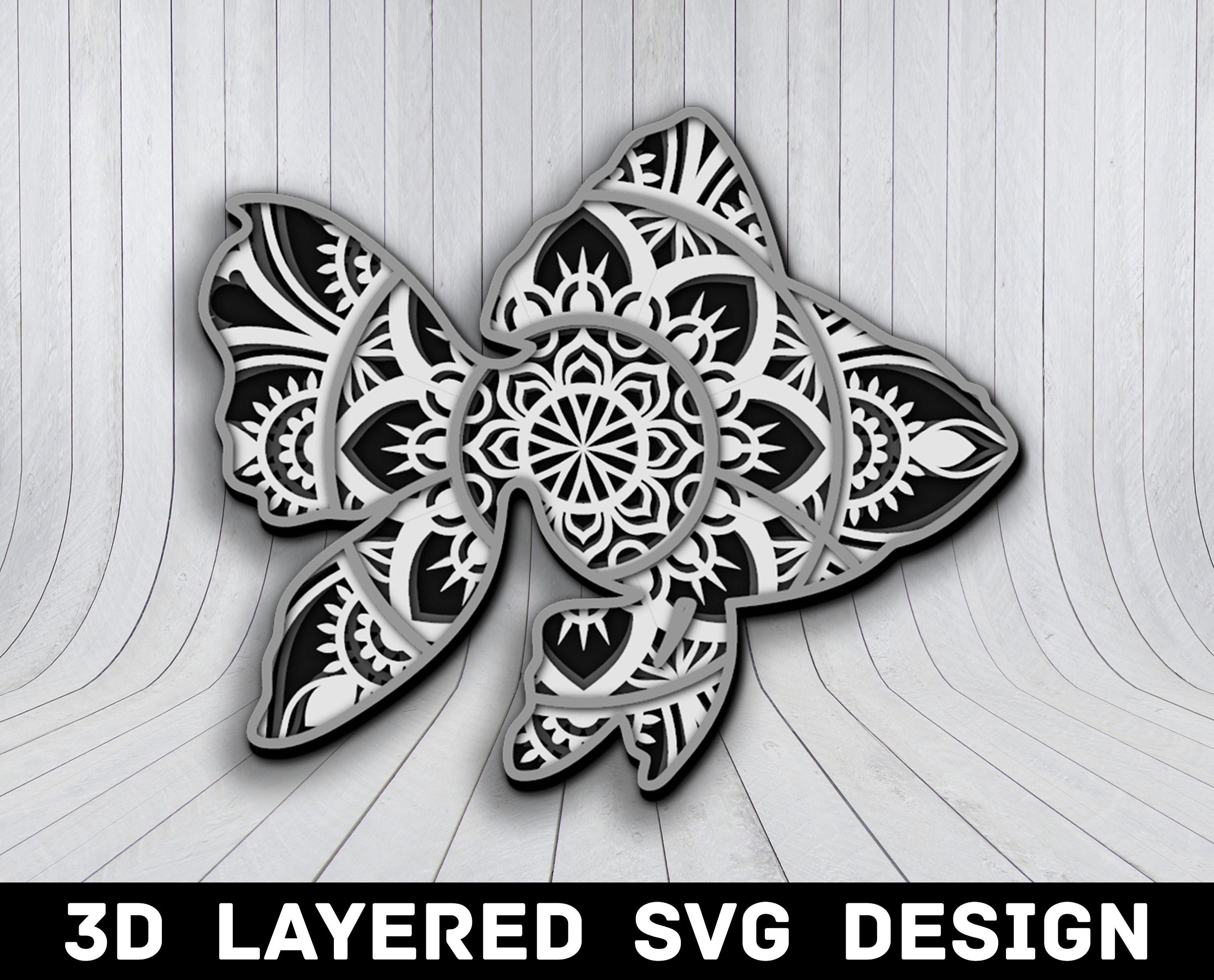 3D Mandala Goldfish SVG File, Goldfish SVG Files, Gold Fish Mandala, Multilayers 3D Laser Cut, Goldfish Mandala SVG Files, Instant Download