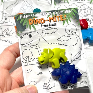 Dinosaur Crayon Party Favor, Dino Coloring Sheet Thank You, Dinosaur Themed Party, Dino-Mite Birthday, Thanks for Stomping By, Roaring Good
