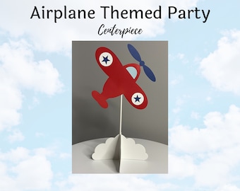 Airplane 1st Birthday Party Centerpiece, Time Flies When You're One, ONEderland Party, ONEderful World, Plane Cloud Freestanding Centerpiece