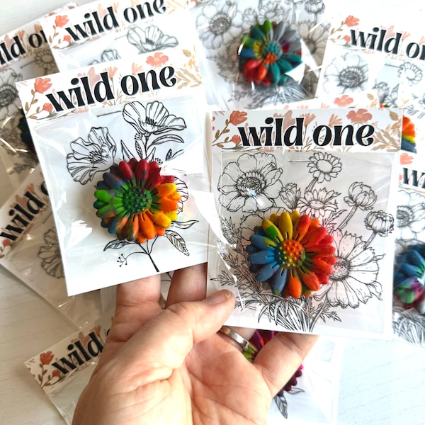 Wild One Crayon Party Favor, Wildflower Coloring Sheet Thank You, Wild One Theme First Birthday, Wild Flower Molded Crayon, 1st B-Day