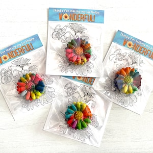 Daisy Flower Crayon Party Favor, Flower Butterfly Coloring Sheet Thank You, Flower Themed Party, Wild One, Daisy Garden Birthday Party Theme