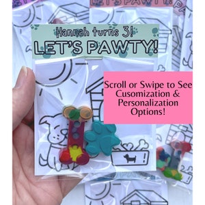 Puppy Dog Crayon Party Favor, Puppy Dog Coloring Sheet Let's Pawty, Dog Themed Birthday Party Crayon, Paw Print, Dog Bone, Let's Paw-ty