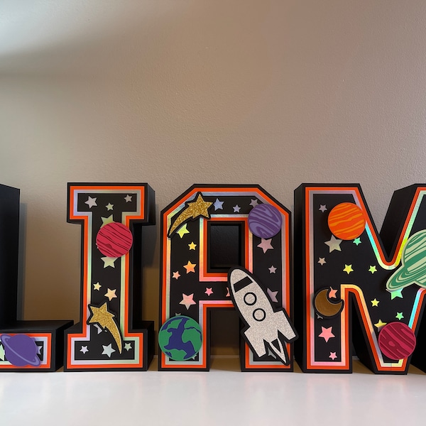 Outer Space LARGE 10.5" Letters for Party Decoration, Space Themed Bedroom Decor, Playroom Decorations, Centerpiece, Astronaut Shelf Decor