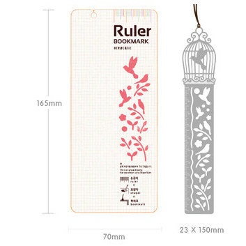 3-in-1 Plastic Stencil Ruler Bookmark w/Gold Star Accent by Staples  1.5x6.75in.