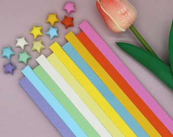 Origami Star Paper Strips, Star Folding Paper, 10 Colors - Pack of 530 Strips