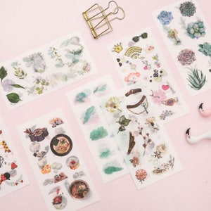 Lot de 6 feuilles vertes, fleurs, fleurs, plantes, stickers décoratifs