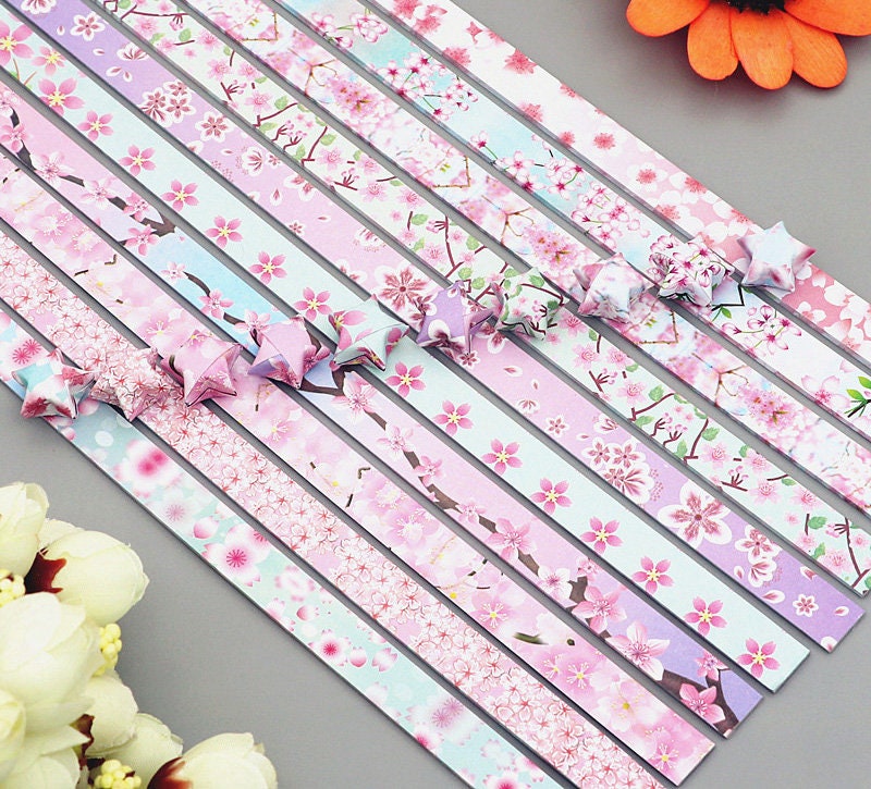 Origami Lucky Star Paper Strips Romantic Floral Mixed Designs Star
