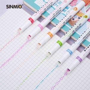 Stylos roller uniques, stylos à dessin créatifs, 18 motifs, paquet de 6, coeur, fleur, trait trait, barre oblique, feuille, nuage, étoile, lune, planète
