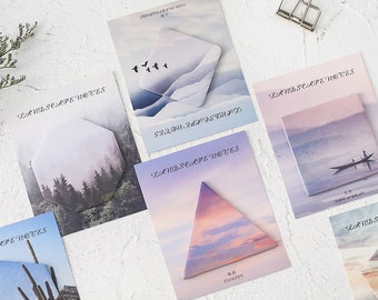 Landscape Sticky Notes, Scenery Sticky Notepad, Self Adhesive Memo, Sunset, Mountain, Sea, Forest, Desert