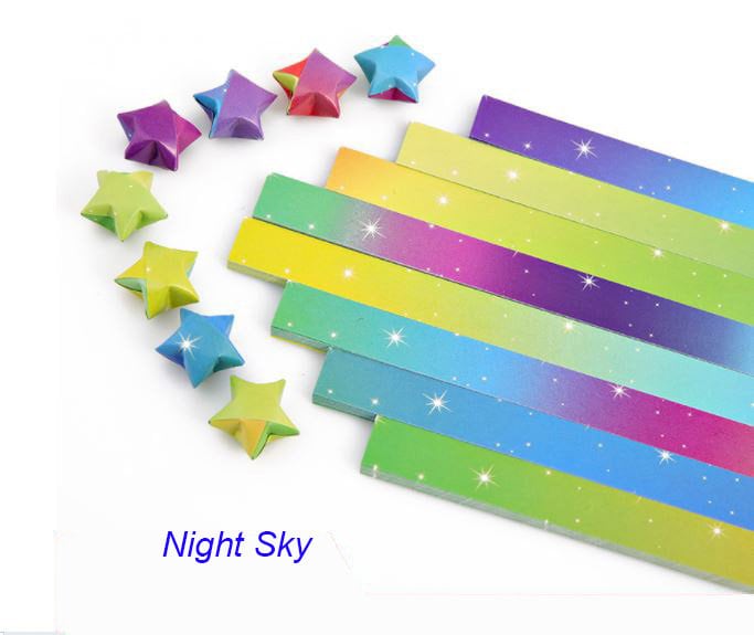 Origami Lucky Star Paper Strips Laser Effect Starry Night Pack of