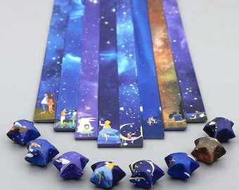 Buy1Get1 - Papier origami étoiles 136 bandes, papier pliable étoiles, ciel nocturne, constellations