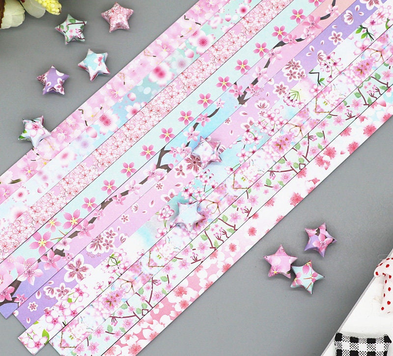 Dot Flower Heart Assorted Design Origami Lucky Star Paper Strips Star  Folding DIY - Pack of 150 Strips Hearts Floral And Dots