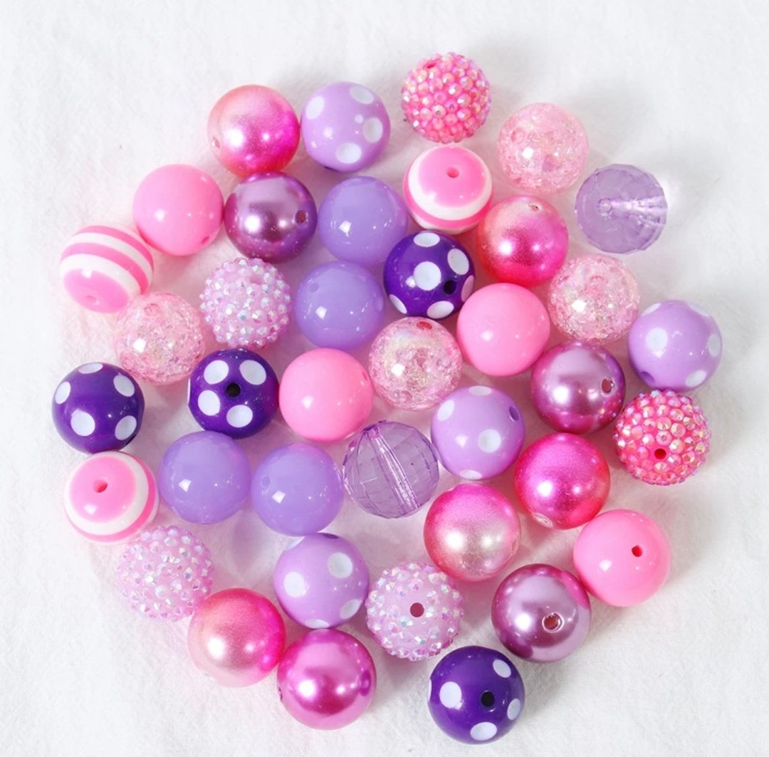 Purple and Pink Bubblegum Beads 20mm, Chunky Beads, Bubble Gum Beads