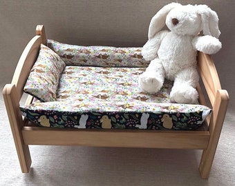 Snuggle Buffer Bed with Removable Padding | Cotton Spring Bunnies Rabbit Padded Pet Bed | Cotton Pet Bedding | Padded Bed | Bunny Buffer Bed