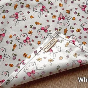 Handmade Bunny Handkerchief: Soft Cotton Rabbit Hanky, Bunny Lover Gift White