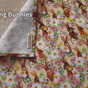 Handmade Bunny Handkerchief: Soft Cotton Rabbit Hanky, Bunny Lover Gift Spring Bunnies