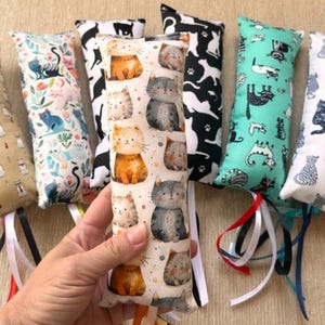 Catnip Kicker Toy: Cotton Kick Pillow, Cat Gift with Ribbons