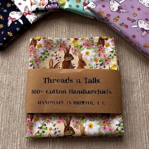 Handmade Bunny Handkerchief: Soft Cotton Rabbit Hanky, Bunny Lover Gift image 1